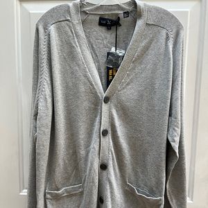 Five Four Heather Grey L Mens Cardigan. 100 percent cotton.